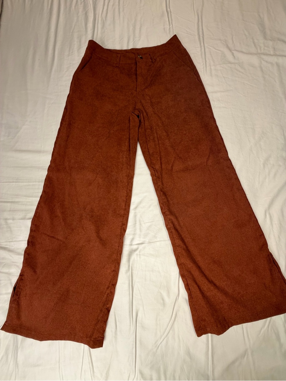 SHEIN Wide-Leg Pants in Rust Brown